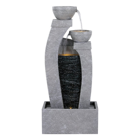 Gardeon Solar Fountain Water Feature Outdoor Fountain Indoor 3-Tier Cascading Grey
