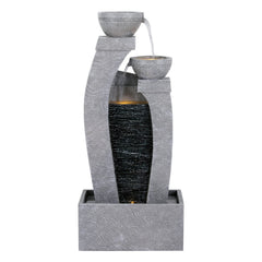 Gardeon Solar Fountain Water Feature Outdoor Fountain Indoor 3-Tier Cascading Grey
