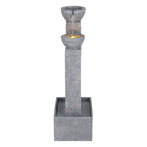 Gardeon Solar Fountain Water Feature Outdoor Fountain Indoor 3-Tier Cascading Grey