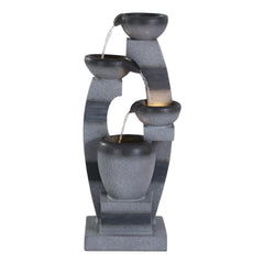 Gardeon Solar Fountain Water Feature Outdoor Fountain Indoor 3-Tier Bowl Cascading Grey