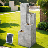 Gardeon Solar Fountain Water Feature Outdoor Indoor 4-Tier Square Cascading Beige
