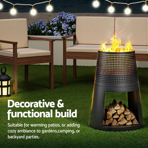 Grillz Fire Pit Deep Bowl Iron Outdoor Fireplace