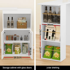 Artiss Bar Table Storage Cabinet Dining Wine Rack Home Office Desk Extendable