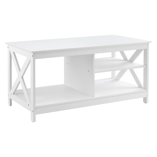 Artiss Coffee Table Storage Shelf White