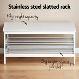Artiss Shoe Rack Cabinet Bamboo Bench 10 Paris White