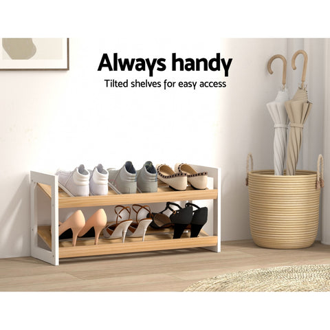 Artiss Shoe Rack 2 Tier 6 Pairs White Kara