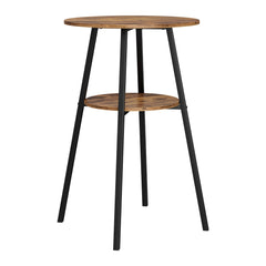 Artiss Industrial Bar Table with 2-Tier Organizer Weather-Resistant MDF Top Steel Frame