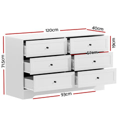 Artiss 6 Chest of Drawers - LEIF White