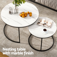 Artiss Nesting Coffee Table Set of 2 Marble Effect