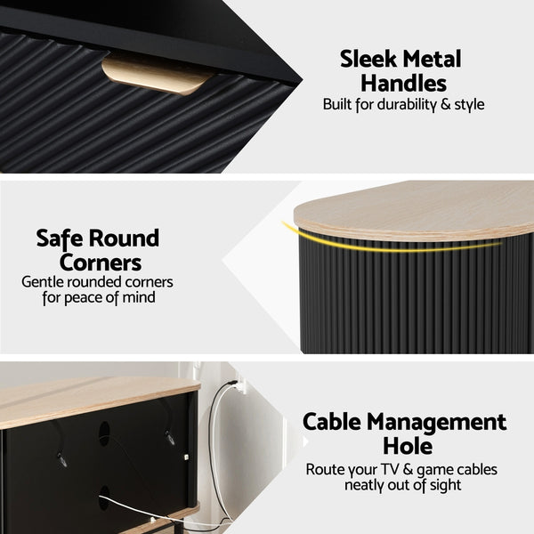 Artiss TV Unit Entertainment Unit Storage Cabinet Black Pine