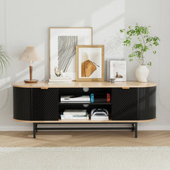 Artiss TV Unit Entertainment Unit Storage Cabinet Black Pine