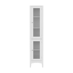 Artiss Bathroom Storage Cabinet 160cm Tall Slim Floor Cupboard Toilet Glass Door White
