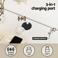 Artiss Smart Bedside Table LED Wireless Charging Ada
