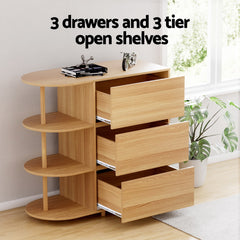 Artiss Chest of 3 Drawers Storage Cabinet 3 Shelves Pine