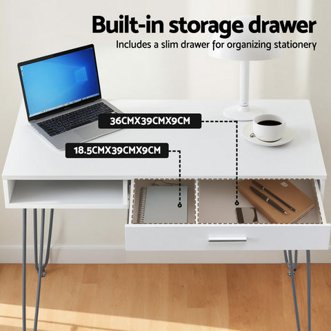 Artiss Computer Desk Drawer Cabinet Home Office Desks Workstation 100cm White