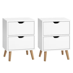Artiss 2X Bedside Table 2 Drawers - BODEN White