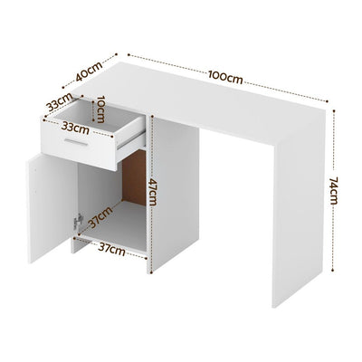 Artiss Computer Desk Drawer Cabinet White 100CM