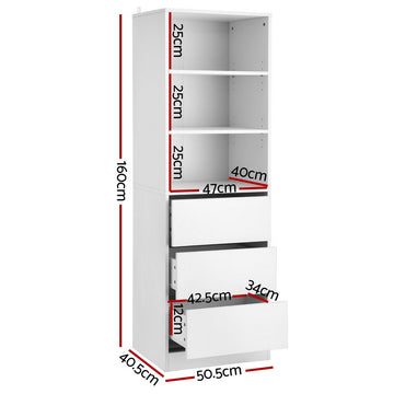 Artiss 3 Chest of Drawers Tallboy Cabinet White