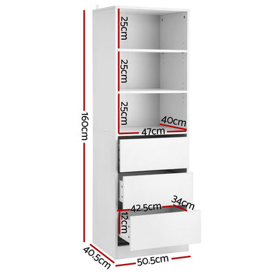 Artiss 3 Chest of Drawers Tallboy Cabinet White