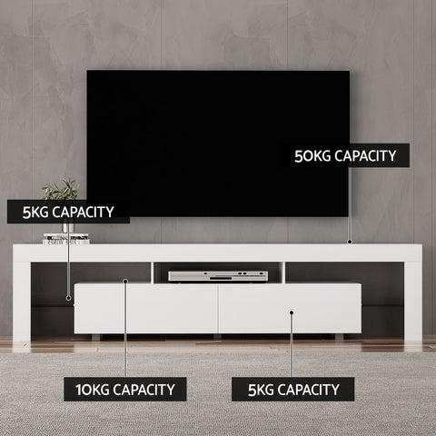 Artiss TV Cabinet Entertainment Unit Stand RGB LED Gloss Furniture 200cm White