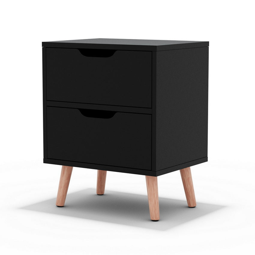 Artiss Bedside Table 2 Drawers - BODEN Black