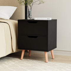 Artiss Bedside Table 2 Drawers - BODEN Black