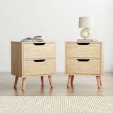 Artiss 2 x Bedside Table 2 Drawers - BODEN Pine