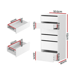 Artiss 6 Chest of Drawers Dresser Tallboy White