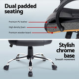 Artiss Computer Desk 120cm Executive Office Chair Set PU Leather High Back Black