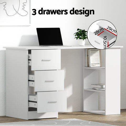 Artiss Computer Desk 120cm Executive Office Chair Set PU Leather High Back White