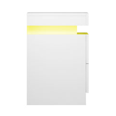 Artiss Bedside Table LED 2 Drawers Lift-up Storage - COLEY White
