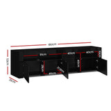 Artiss Entertainment Unit TV Cabinet LED 180cm Black Bobi