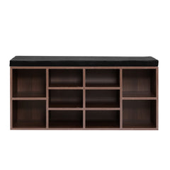 Artiss Shoe Rack Cabinet Bench 10 Cubes - Walnut