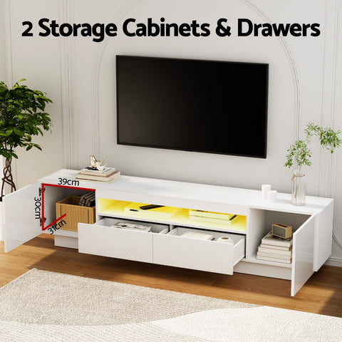 Artiss TV Unit Entertainment Unit Storage Drawer RGB LED 180cm White