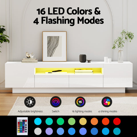Artiss TV Unit Entertainment Unit Storage Drawer RGB LED 180cm White