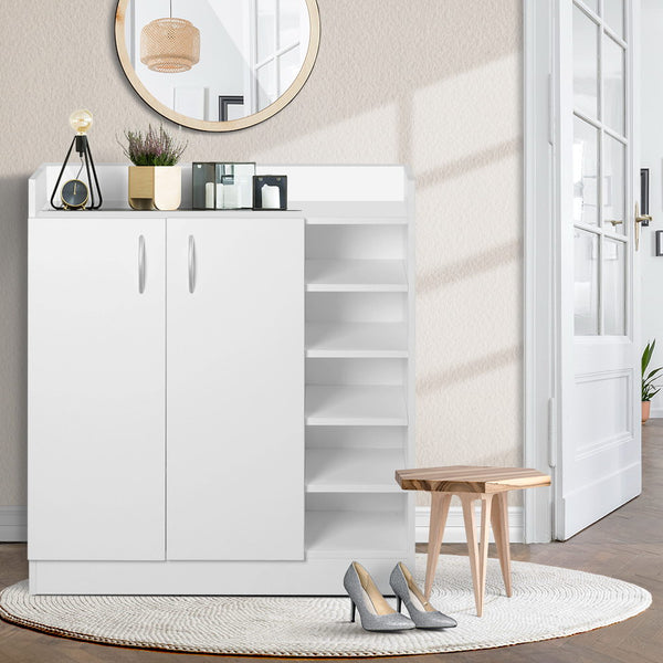 Artiss Shoe Rack Cabinet 21 Pairs Adjustable Shelves White Clair