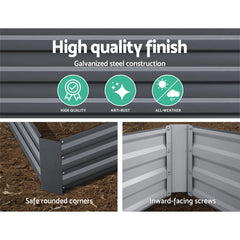 Green Fingers Garden Bed 150x90cm Planter Box Raised Container Galvanised Steel