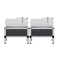 Green Fingers Raised Garden Bed x2 80x49x74cm Greenhouse Planter Box Galvanised Herb