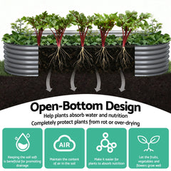 Green Fingers Garden Bed 320X80X42cm Oval Planter Box Raised Container Galvanised