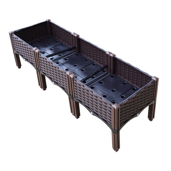 Green Fingers Garden Bed 120x40x36cm PP Planter Box Raised Container Growing Herb