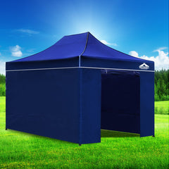 Instahut Gazebo 3x4.5 Pop Up Marquee Folding Tent Wedding Gazebos Camping Outdoor Shade Canopy Blue