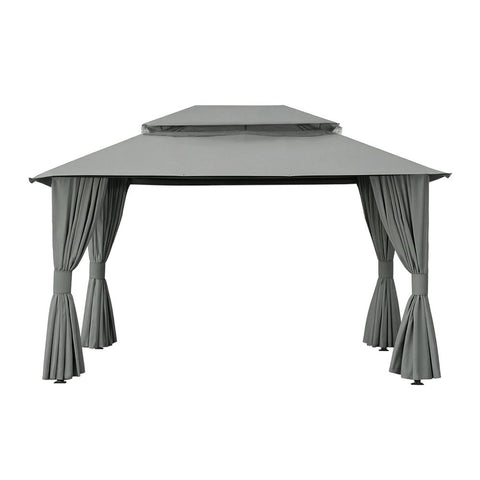 Instahut Gazebo 3x4m Canopy Outdoor Steel Frame Patio Tent Curtains Marquee Grey