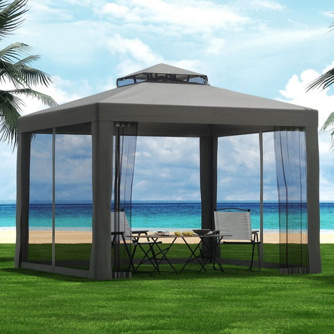 Instahut Gazebo Marquee 3m Outdoor Event Tent Camping Party Mesh Wall Canopy Grey