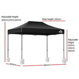 Instahut Gazebo Pop Up Marquee 3x4.5 Folding 500D Wedding Tent Base Pod Black