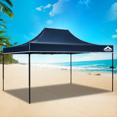 Instahut Gazebo Pop Up Marquee 3x4.5m Folding Tent Camping 500D Oxford Navy