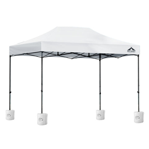 Instahut Gazebo Pop Up 3x4.5m w/Base Podx4 Marquee Folding Outdoor Wedding Camping Tent Shade Canopy White