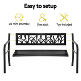 Gardeon Outdoor Garden Bench Seat Outdoor Furniture Steel 2 Seater Park Black
