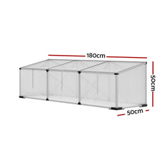 Green Fingers Greenhouse 180x50x50CM Cold Frame Plant Grow Aluminium Polycarbonate Green House