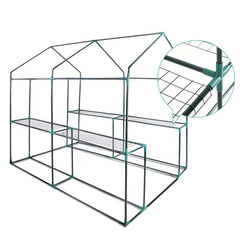 Green Fingers Greenhouse 1.2x1.9x1.9M Walk in Green House Tunnel Clear Garden Shed 4 Shelves