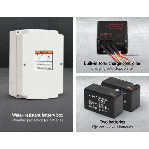 LockMaster Automatic Sliding Gate Opener Kit 10W Solar 6M 600KG